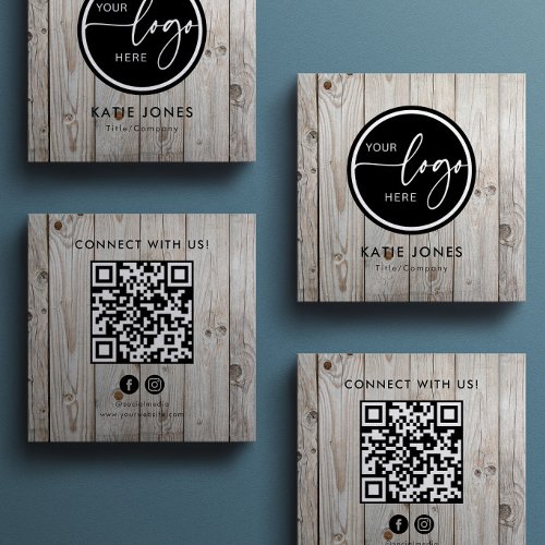 QR Code Carpentry Custom Logo Connect with Us Square Business Card