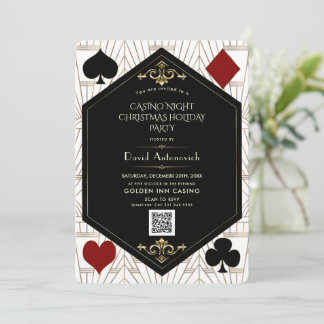 QR Code Casino Night Poker Christmas Holiday Invitation