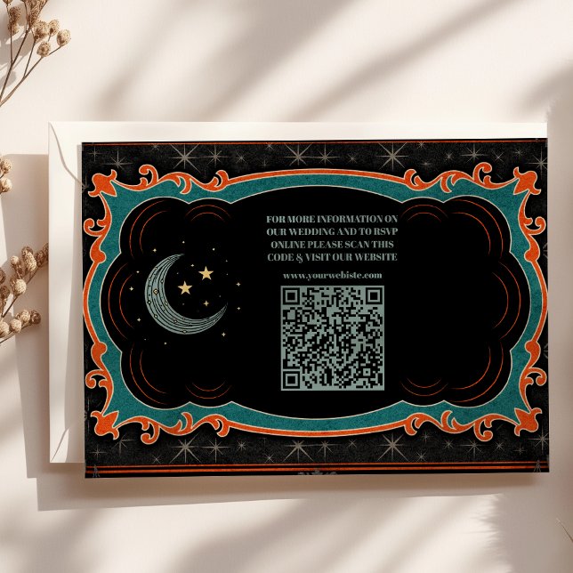 QR Code Celestial Mystical Moon Starry Night Weddi Enclosure Card (Creator Uploaded)