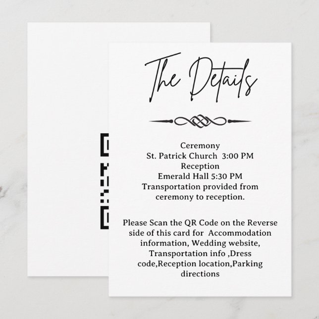 QR Code Celtic Knotwork Arrow Wedding Details  Enclosure Card (Front/Back)