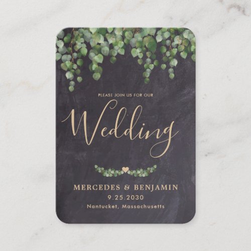 QR Code Chalkboard Eucalyptus Wedding Invitation