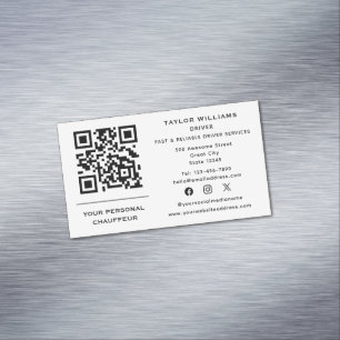 QR Code Chauffeur Service Taxi Driver Social Media Business Card Magnet