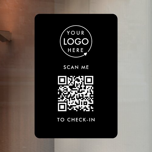 QR Code Check_In  Black Business Logo Contactless Window Cling