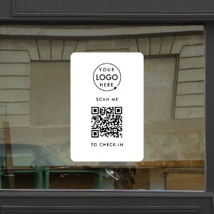 QR Code Check-In   Business Logo Contactless Window Cling