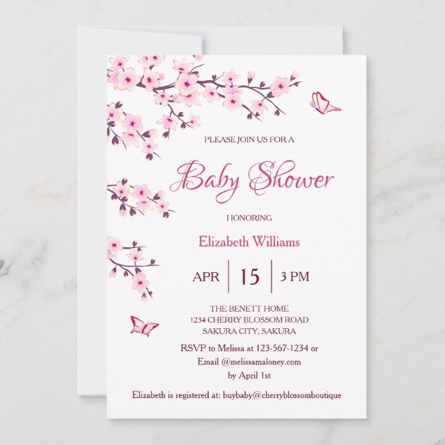 QR Code | Cherry Blossom |  Baby Shower Invitation (Front)
