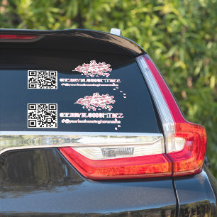 QR Code Cherry Blossom Business Name Car Decal