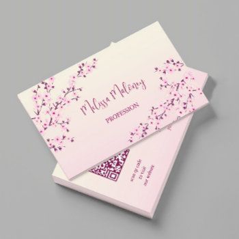Qr Code | Cherry Blossom Pink Business Card by NinaBaydur at Zazzle