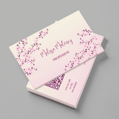 QR Code  Cherry Blossom Pink Business Card