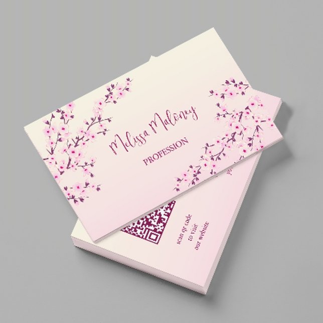 QR Code | Cherry Blossom Pink Business Card (Creator Uploaded)