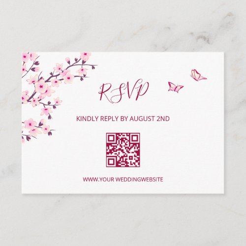 QR Code |  Cherry Blossom RSVP Enclosure Card