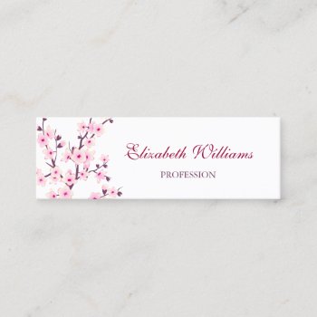 Qr Code Cherry Blossoms Pink White Mini Business Card by NinaBaydur at Zazzle