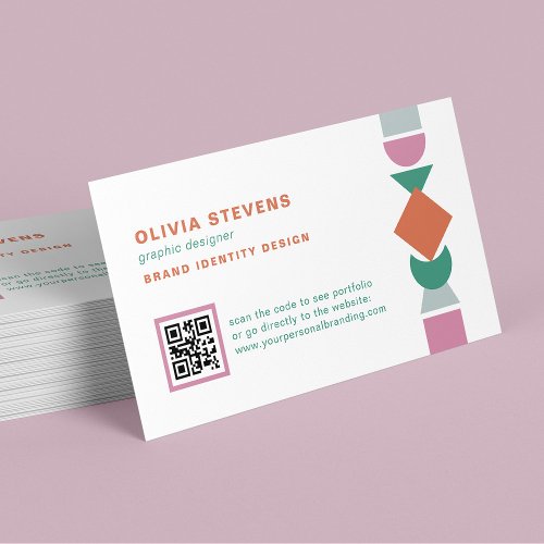 QR code chic retro geometric shapes modern Business Card