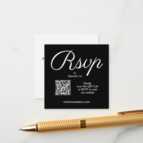 QR Code Chic Script Wedding Enclosure Card