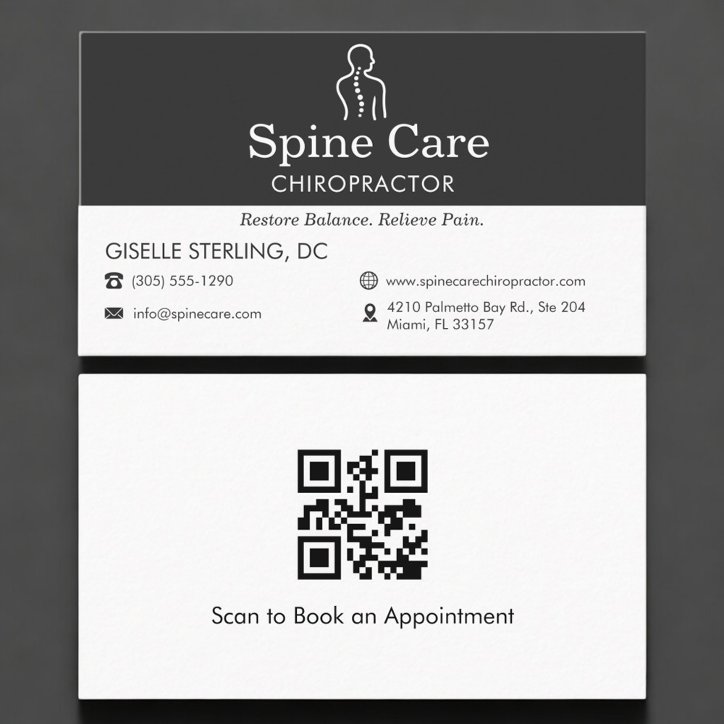 QR Code Chiropractor Office Spine Logo Business Card