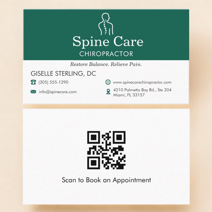 QR Code Chiropractor Spine Care Office Icon Business Card