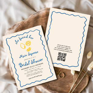 QR Code Citrus Main Squeeze Funky Bridal Shower Invitation