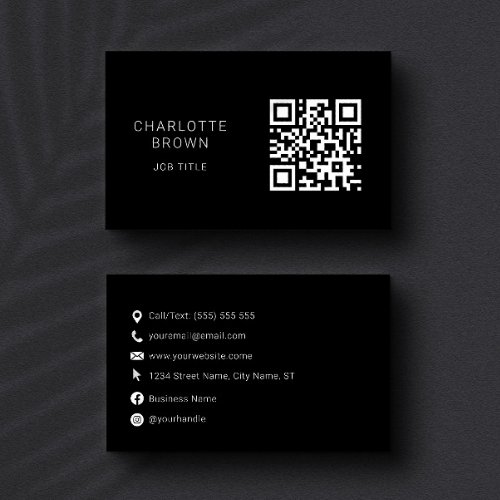 QR Code Classic Black Professional Custom Business Card