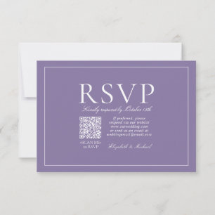 QR Code Classic Elegant Lilac Lavender Script RSVP Card