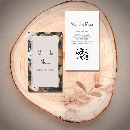 QR code Classic Fashion Seamstress Buttons Business Card