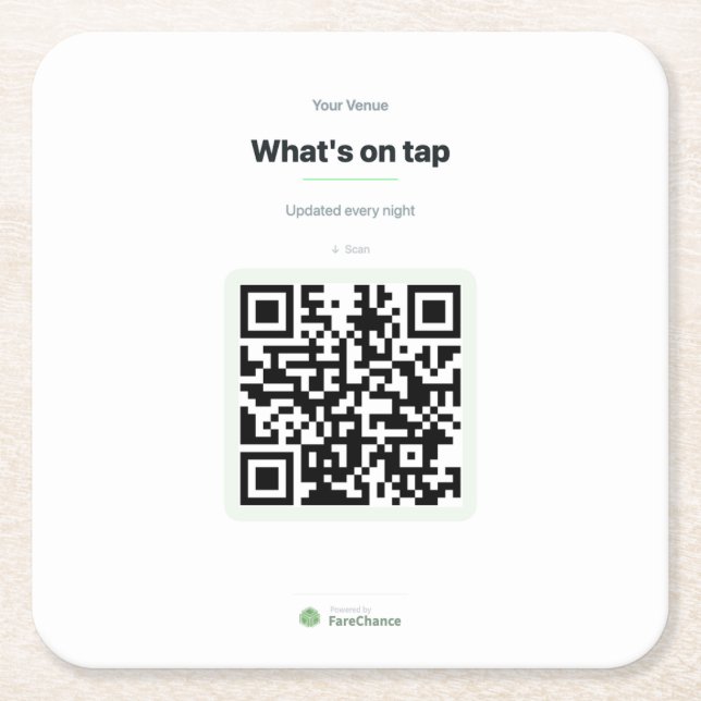 QR Code Coaster for Restaurants and Cafes (Front)