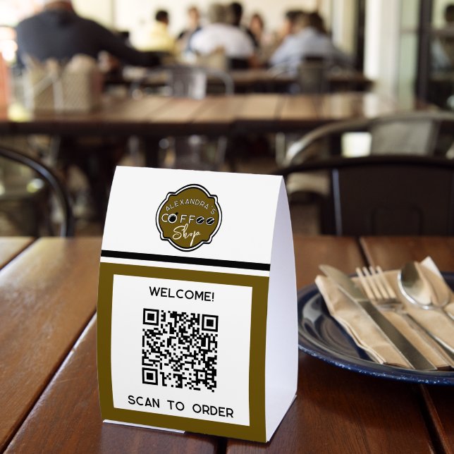 QR code coffee shop scan to order Paper Table Tent (Insitu(Restaurant))