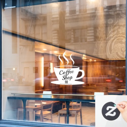 QR code coffee shop sign decals cafe window cling