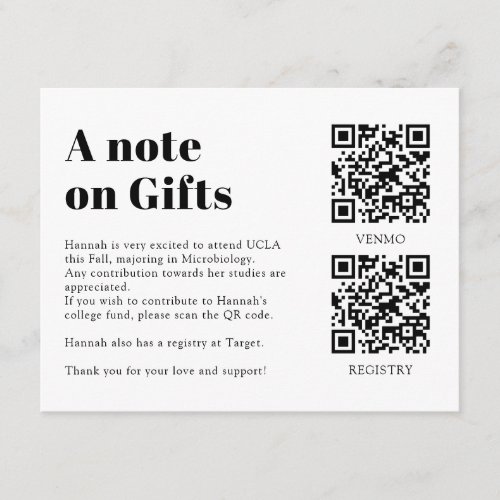 QR Code Collage Fund -cum-Thank You Grad Enclosure Card