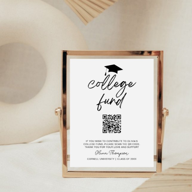 QR Code Collage Fund Graduation Party Sign (Creator Uploaded)