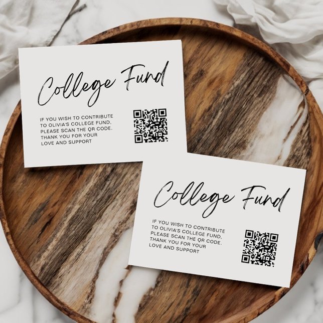 QR Code Collage Fund Minimalist Graduation Enclosure Card (Creator Uploaded)