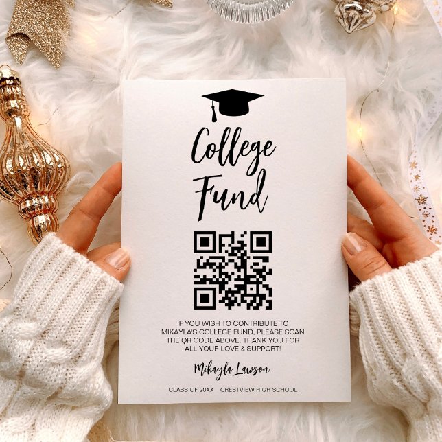 QR Code College Fund Graduation Party Graduate Enclosure Card (Creator Uploaded)