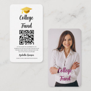 QR Code College Fund Graduation Party Graduate  Enclosure Card