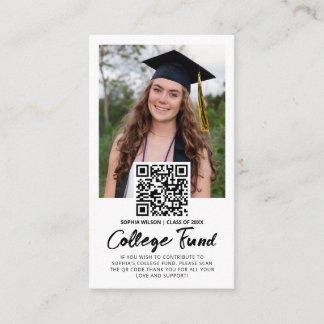 QR Code College Fund Graduation Photo Enclosure Card