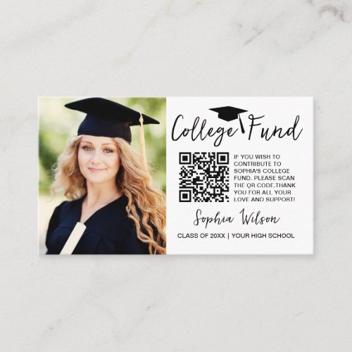 QR Code College Fund Graduation Photo Enclosure Card