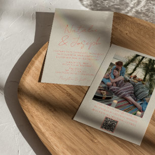 QR Code Colorful Pastel Whimsical Photo Wedding Invitation
