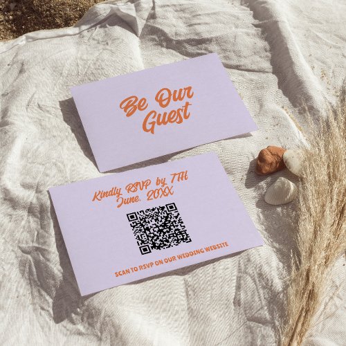 QR Code Colorful Retro Bright Funky Modern Wedding RSVP Card