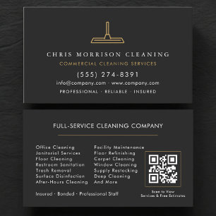 QR Code Commercial Cleaning Business Card