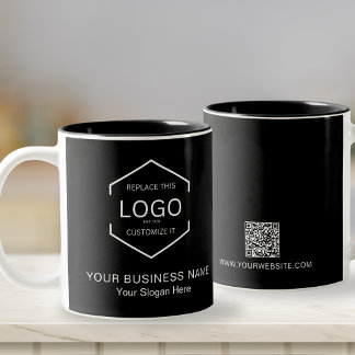 QR Code Company Business Logo Black and White Two-Tone Coffee Mug