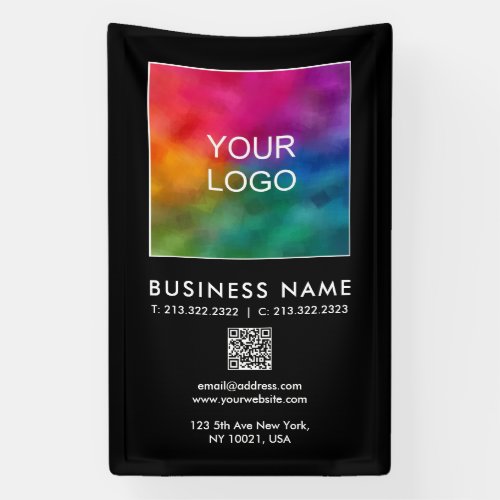 QR Code Company Business Logo Vertical Template Banner