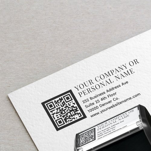 QR CODE company business name office address  Self_inking Stamp