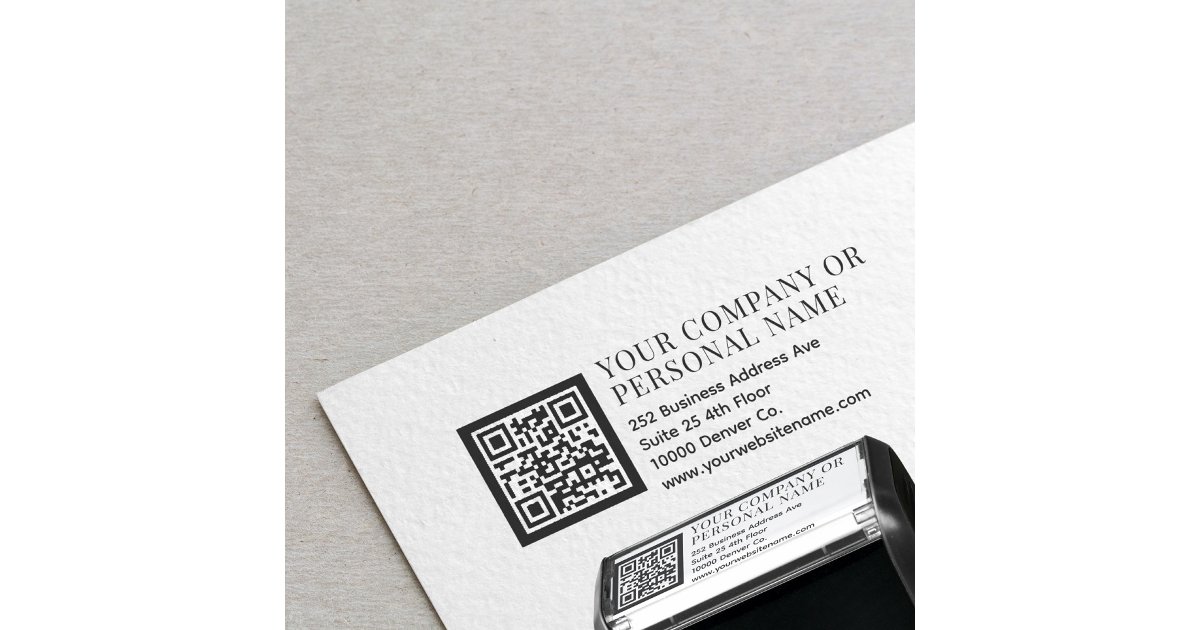 QR CODE company business name office address Self-inking Stamp | Zazzle