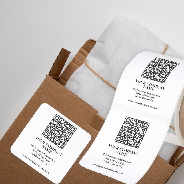 QR CODE company business name office address  Square Sticker (Creator Uploaded)