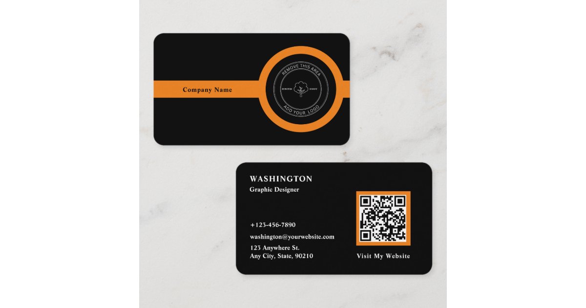 QR code & company logo modern professional Business Card | Zazzle