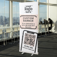 QR Code Company Logo Pink Standing Event Roll Up