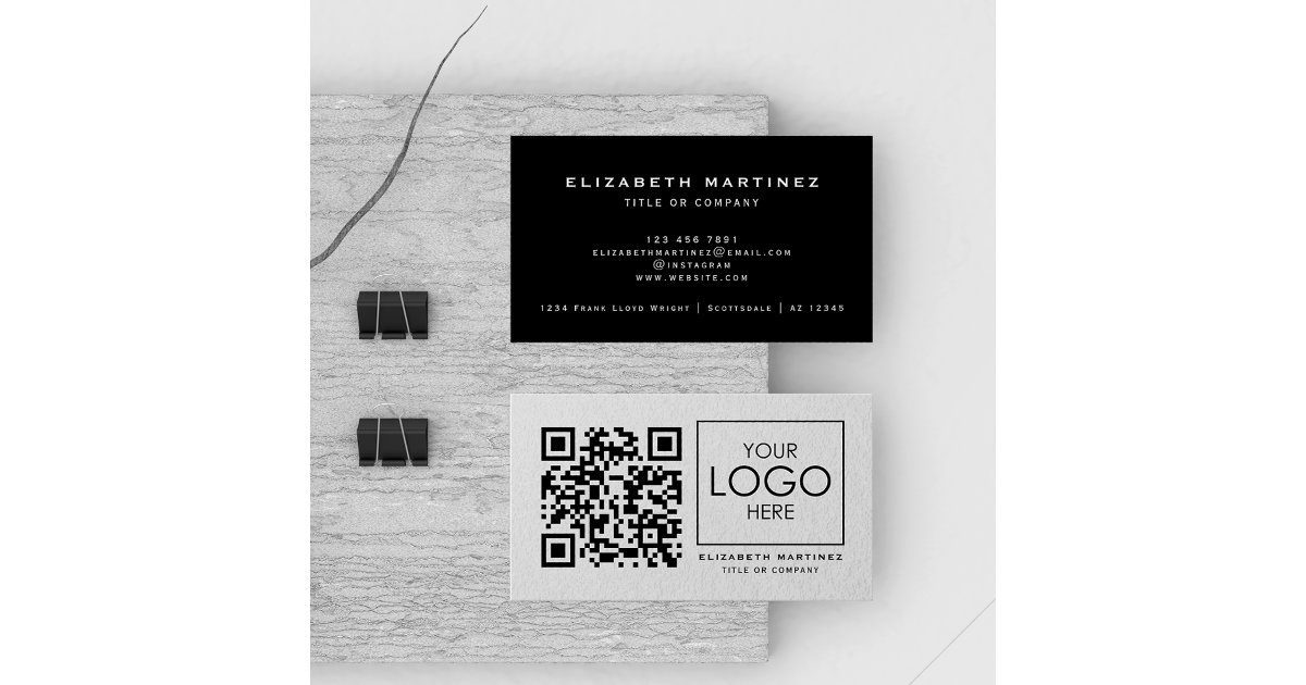 QR Code Company Logo Professional Front and Back Business Card | Zazzle