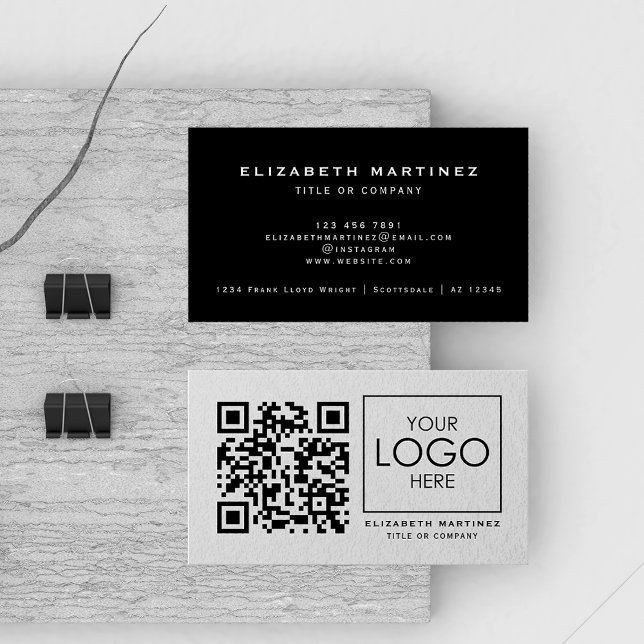 QR Code Company Logo Professional Front and Back Business Card (Creator Uploaded)