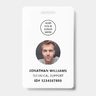QR Code Company Logo Staff Name Job Title Photo ID Badge