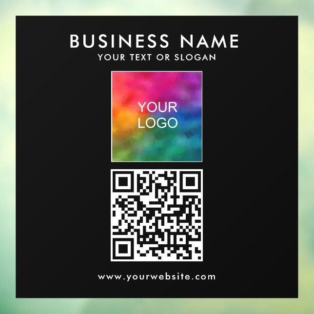 QR Code Company Logo Text Square Simple Template Window Cling (Sheet 3)