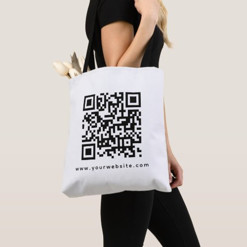 QR Code Company Logo Website Address Double Sided Tote Bag