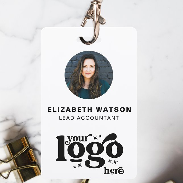 QR Code - Company Logo White Photo Employee ID  Badge (Creator Uploaded)