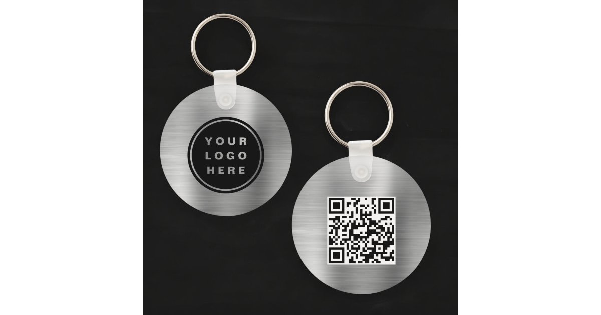 Silver Qr Code Logo QR Code Company Silver Logo Promotional Keychain | Zazzle